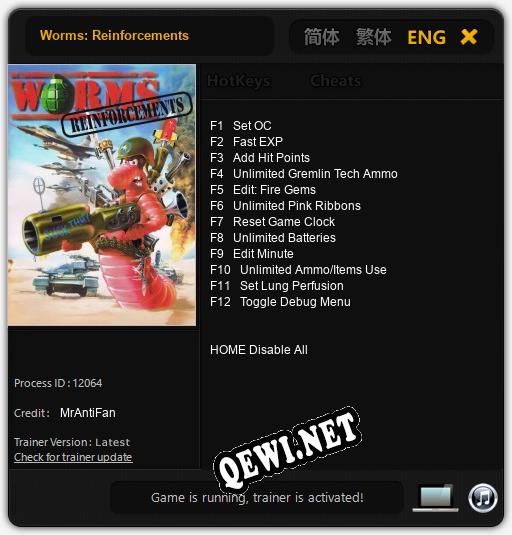 Worms: Reinforcements: Трейнер +12 [v1.7]