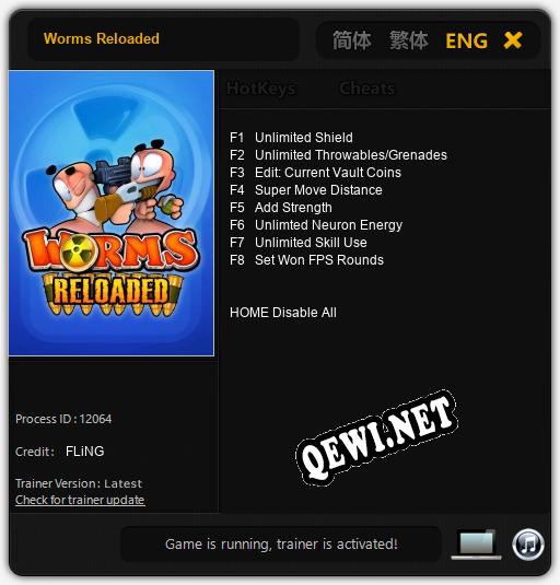 Worms Reloaded: ТРЕЙНЕР И ЧИТЫ (V1.0.33)