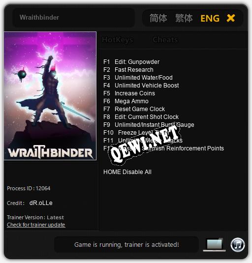 Wraithbinder: Читы, Трейнер +12 [dR.oLLe]