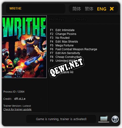 WRITHE: ТРЕЙНЕР И ЧИТЫ (V1.0.29)