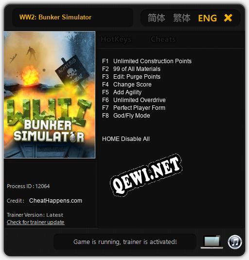 WW2: Bunker Simulator: Читы, Трейнер +8 [CheatHappens.com]