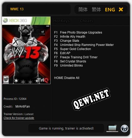 Трейнер для WWE 13 [v1.0.3]