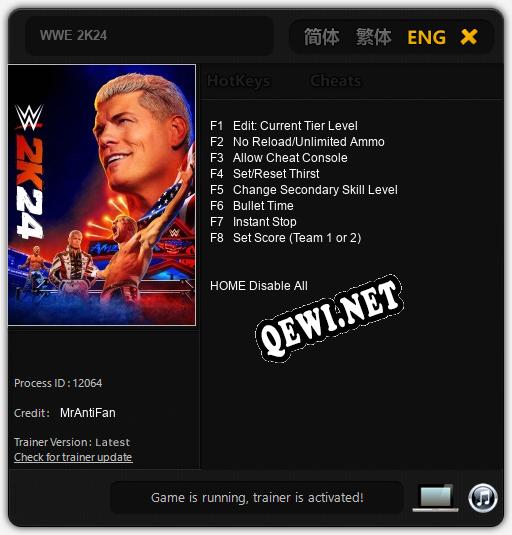 Трейнер для WWE 2K24 [v1.0.4]