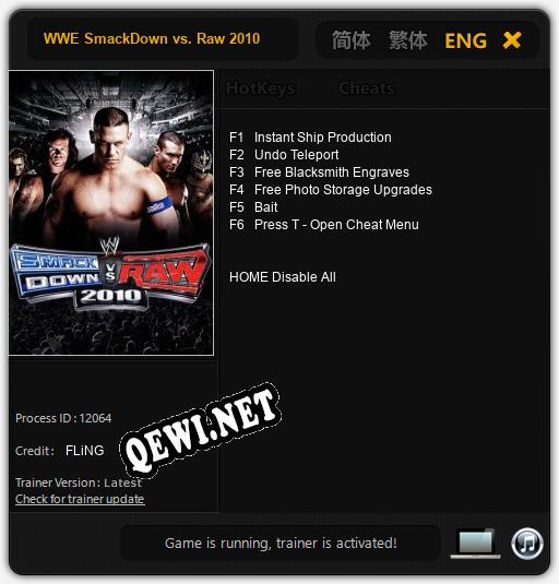 Трейнер для WWE SmackDown vs. Raw 2010 [v1.0.9]