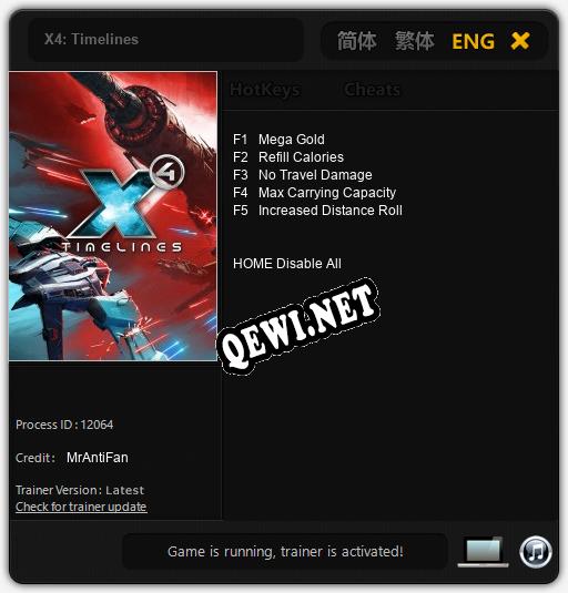 Трейнер для X4: Timelines [v1.0.5]