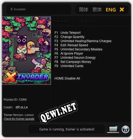 X Invader: Трейнер +9 [v1.3]