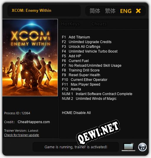 Трейнер для XCOM: Enemy Within [v1.0.5]