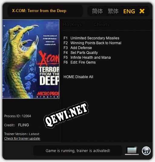 X-COM: Terror from the Deep: ТРЕЙНЕР И ЧИТЫ (V1.0.75)