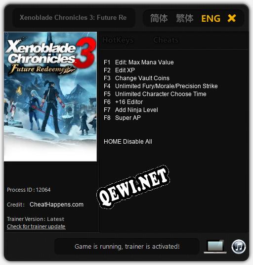 Xenoblade Chronicles 3: Future Redeemed: Читы, Трейнер +8 [CheatHappens.com]