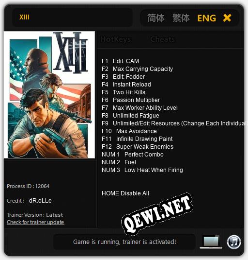 XIII: Читы, Трейнер +15 [dR.oLLe]