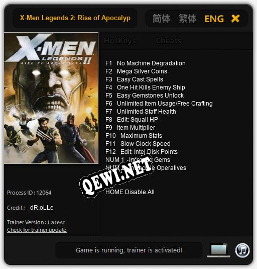X-Men Legends 2: Rise of Apocalypse: Трейнер +14 [v1.2]