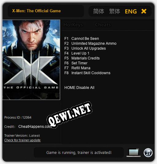X-Men: The Official Game: Трейнер +8 [v1.8]