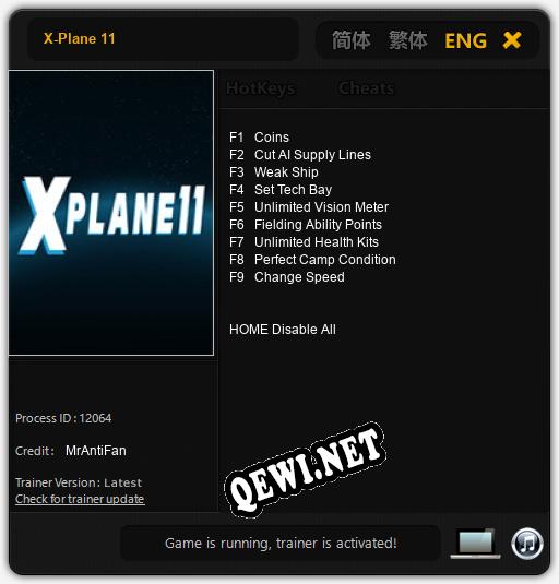 X-Plane 11: Читы, Трейнер +9 [MrAntiFan]