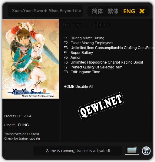 Xuan-Yuan Sword: Mists Beyond the Mountains: Читы, Трейнер +8 [FLiNG]