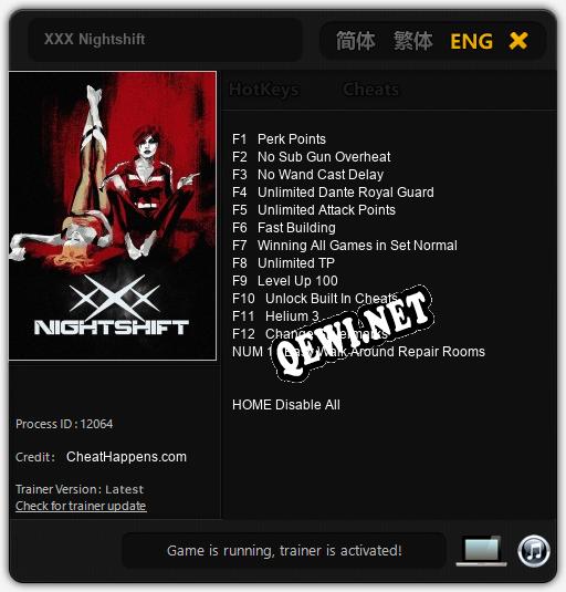 Трейнер для XXX Nightshift [v1.0.4]