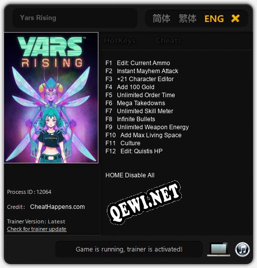 Yars Rising: ТРЕЙНЕР И ЧИТЫ (V1.0.21)