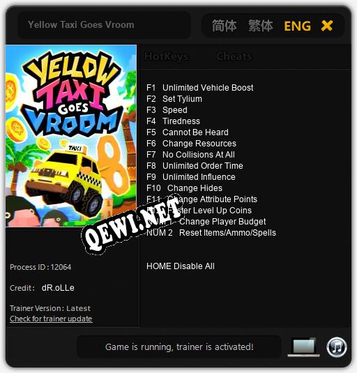 Трейнер для Yellow Taxi Goes Vroom [v1.0.8]