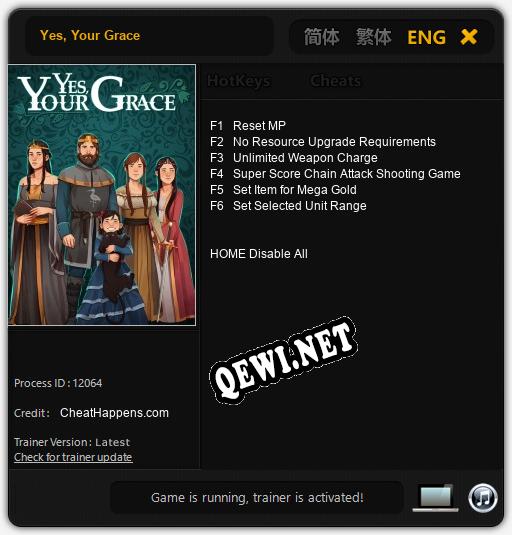 Yes, Your Grace: Читы, Трейнер +6 [CheatHappens.com]
