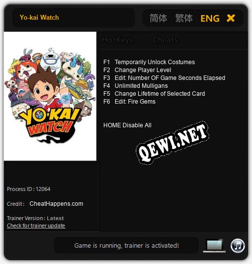 Трейнер для Yo-kai Watch [v1.0.7]