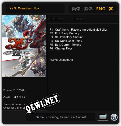 Ys 9: Monstrum Nox: Трейнер +6 [v1.1]