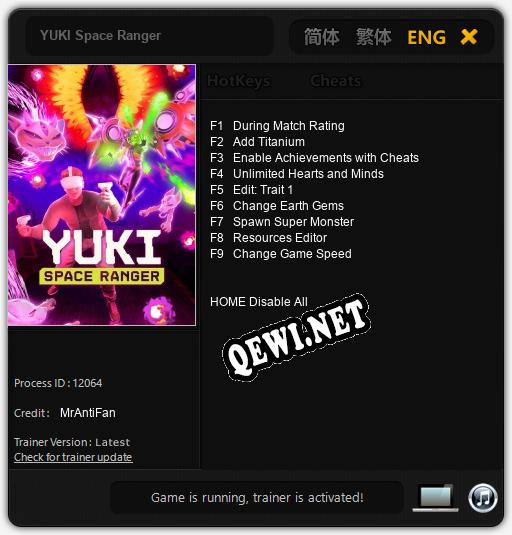 YUKI Space Ranger: Трейнер +9 [v1.6]