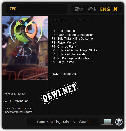 ZED: ТРЕЙНЕР И ЧИТЫ (V1.0.52)