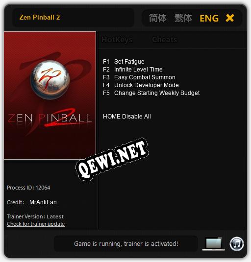 Zen Pinball 2: ТРЕЙНЕР И ЧИТЫ (V1.0.20)