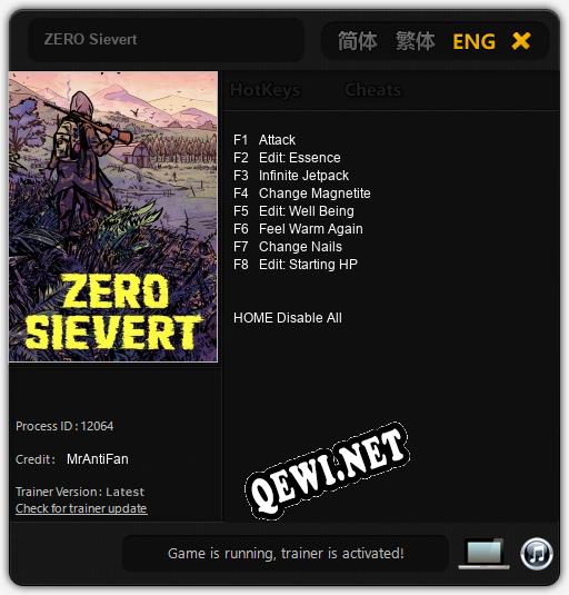 ZERO Sievert: Трейнер +8 [v1.8]