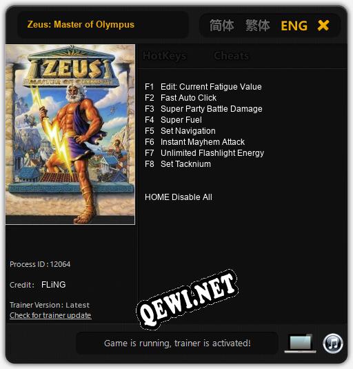 Zeus: Master of Olympus: Трейнер +8 [v1.4]