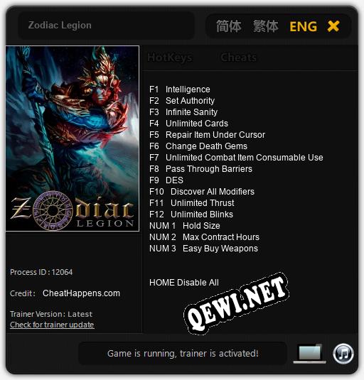 Zodiac Legion: Читы, Трейнер +15 [CheatHappens.com]