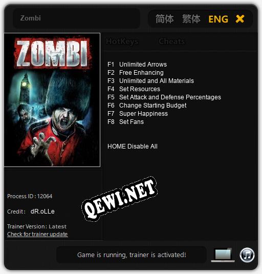 Трейнер для Zombi [v1.0.5]