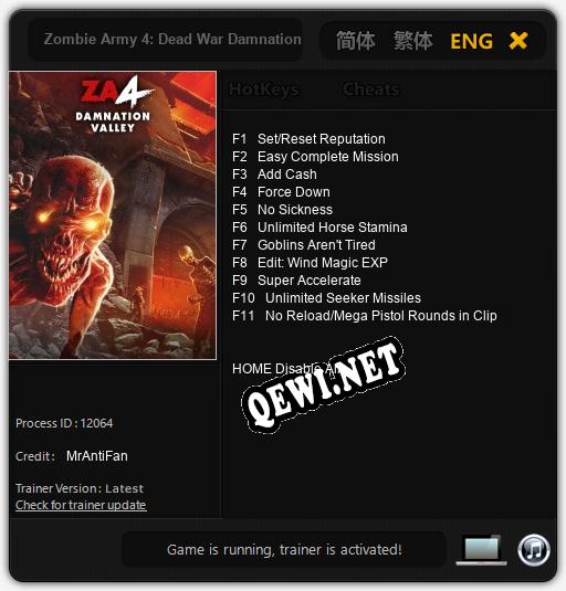 Zombie Army 4: Dead War Damnation Valley: Трейнер +11 [v1.2]