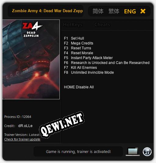 Zombie Army 4: Dead War Dead Zeppelin: Трейнер +8 [v1.9]