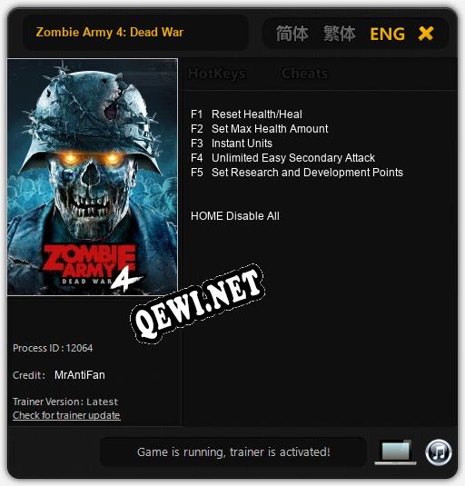 Zombie Army 4: Dead War: Трейнер +5 [v1.1]