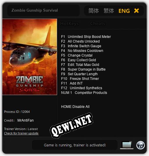 Трейнер для Zombie Gunship Survival [v1.0.3]