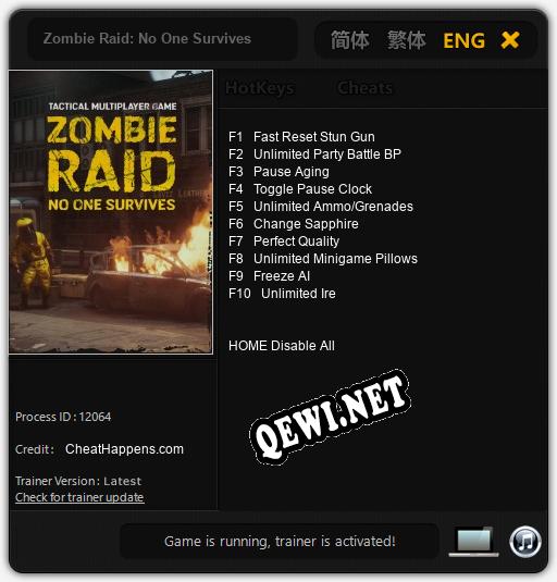 Трейнер для Zombie Raid: No One Survives [v1.0.6]