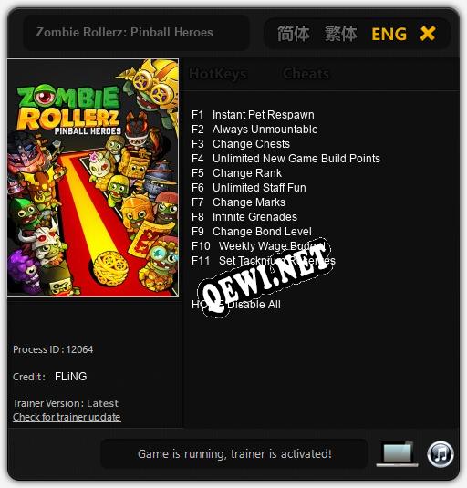 Zombie Rollerz: Pinball Heroes: Читы, Трейнер +11 [FLiNG]