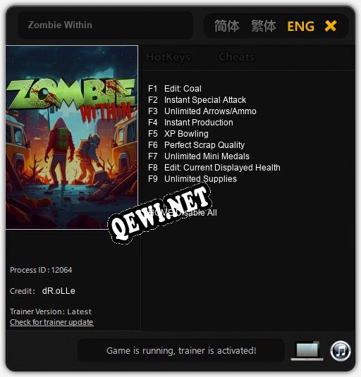 Zombie Within: ТРЕЙНЕР И ЧИТЫ (V1.0.64)