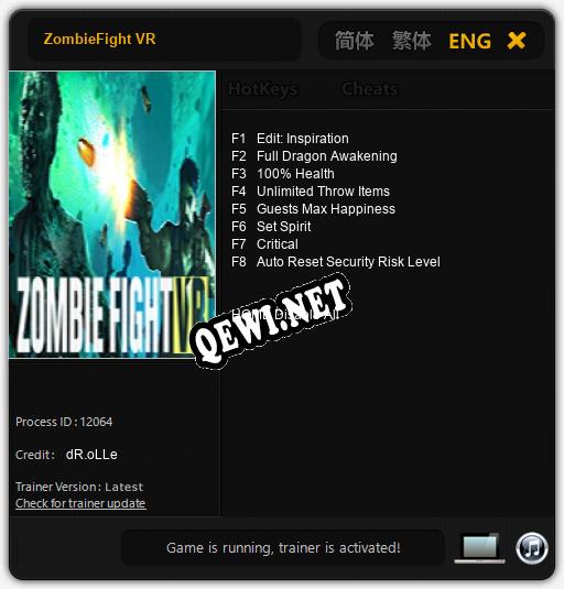 Трейнер для ZombieFight VR [v1.0.5]
