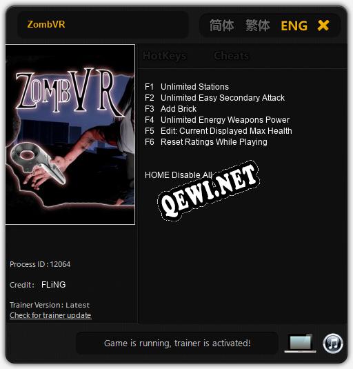 ZombVR: Читы, Трейнер +6 [FLiNG]