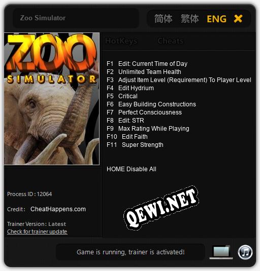 Трейнер для Zoo Simulator [v1.0.9]