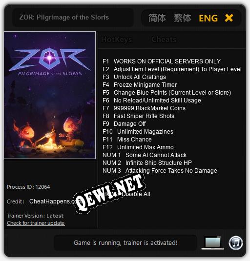 Трейнер для ZOR: Pilgrimage of the Slorfs [v1.0.2]