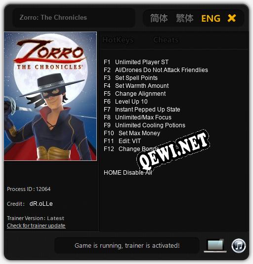 Zorro: The Chronicles: Читы, Трейнер +12 [dR.oLLe]