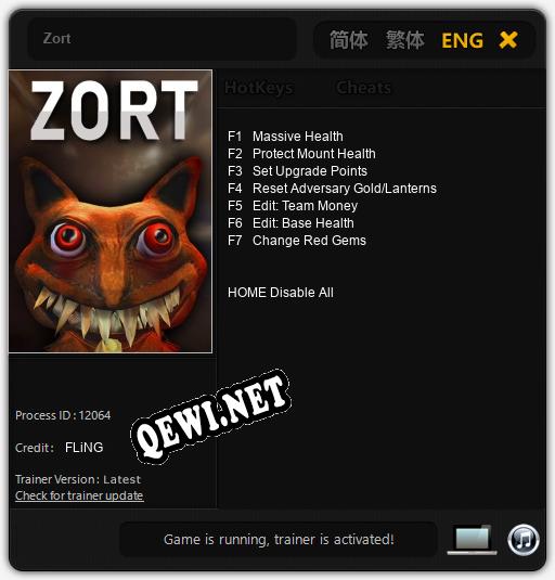 Трейнер для Zort [v1.0.9]
