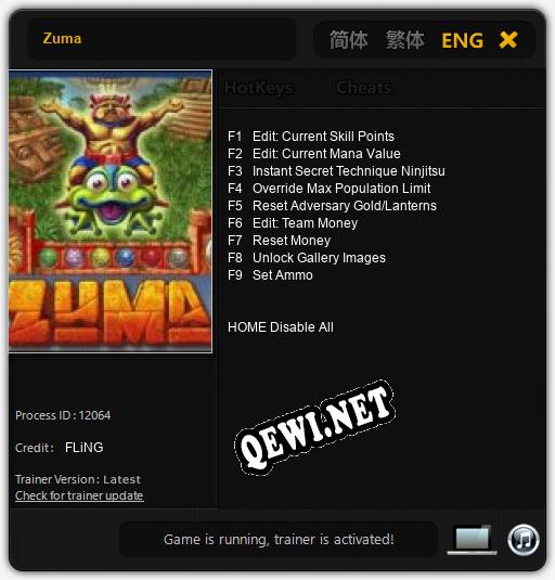 Zuma: ТРЕЙНЕР И ЧИТЫ (V1.0.68)