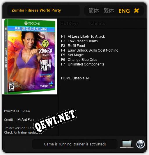 Трейнер для Zumba Fitness World Party [v1.0.3]