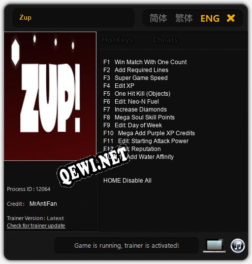 Zup: ТРЕЙНЕР И ЧИТЫ (V1.0.25)